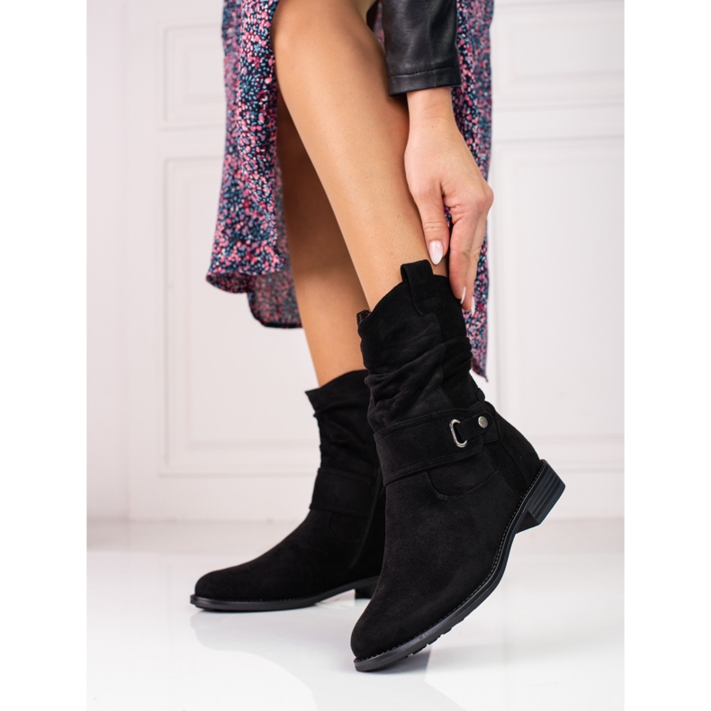 W. Potocki Bottes pour femmes noires à tige froissée Potocki le noir 1