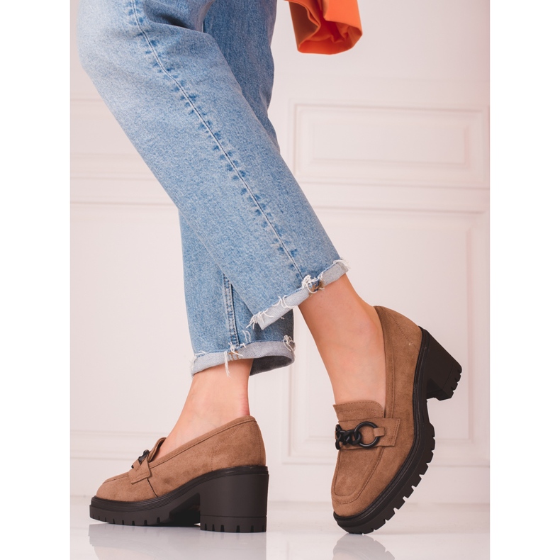 Mocassins femme talon haut Vinceza marron brun 1