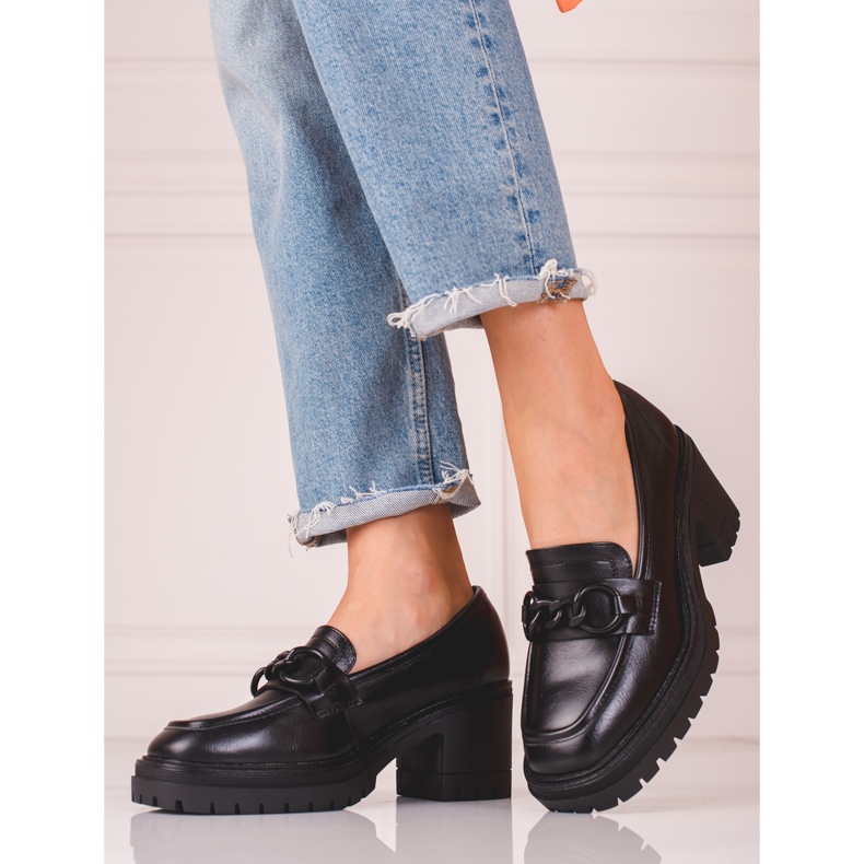 Mocassins femme talon haut Vinceza noir 2