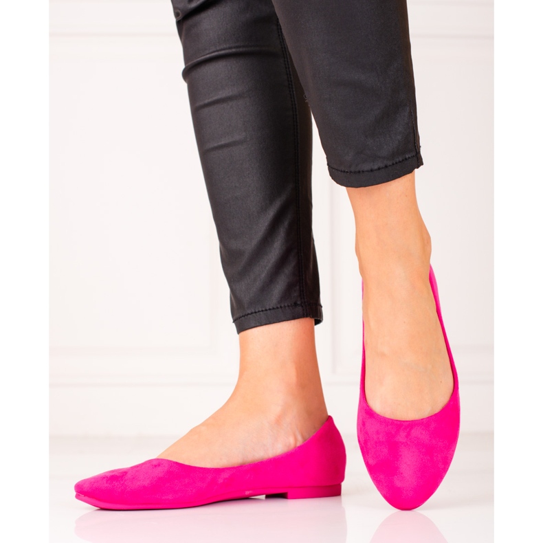 Ballerines confortables en daim Shelovet rose 1