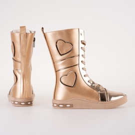Bottines filles à tige haute Shelovet dorées 1