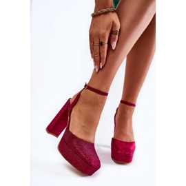 Sandales pour femmes Glitter sur un talon Rose foncé Rosel 1