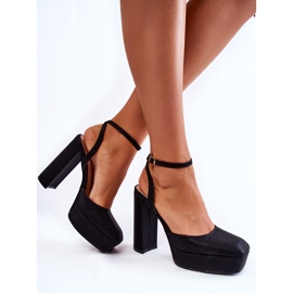 Sandales Femme Paillettes Sur Talon Noir Rosel 2