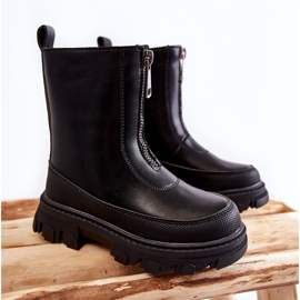 FR1 Bottes hautes en cuir à la mode avec fermeture à glissière noire Daffy le noir 1
