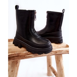 FR1 Bottes hautes en cuir à la mode avec fermeture à glissière noire Daffy 2