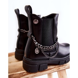 Vinceza Bottes en cuir isolées pour enfants Noir Lise 1