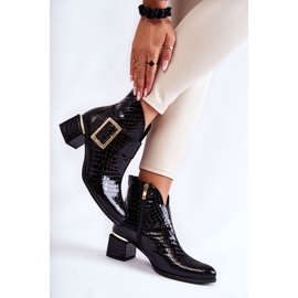 PA2 Bottines Cuir Crocodile Zip Noir Briana 2