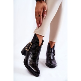 PA2 Bottines Cuir Crocodile Zip Noir Briana 1