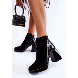 Boots Daim à Talon Motif Géométrique Noir Alienore le noir 2