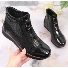 Bottines en cuir laqué avec Filippo isolé noir le noir 4