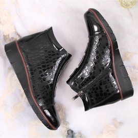 Bottines en cuir laqué avec Filippo isolé noir le noir 5