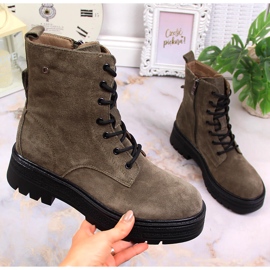Bottes Filippo kaki en cuir suédé isolées pour femmes vert 4