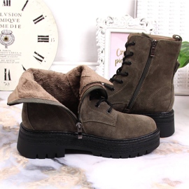 Bottes Filippo kaki en cuir suédé isolées pour femmes vert 7