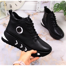 Bottes pour femmes en cuir noir Filippo sur un talon compensé le noir 4