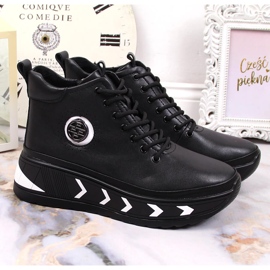 Bottes pour femmes en cuir noir Filippo sur un talon compensé le noir 5