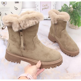 Bottines pour femmes en daim Vinceza avec fourrure beige 4