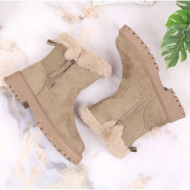 Bottines pour femmes en daim Vinceza avec fourrure beige 6