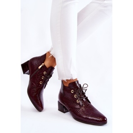 Vinceza Bottines Femme Motif Croco Bordeaux Farrah rouge 2