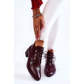 Vinceza Bottines Femme Motif Croco Bordeaux Farrah rouge 1