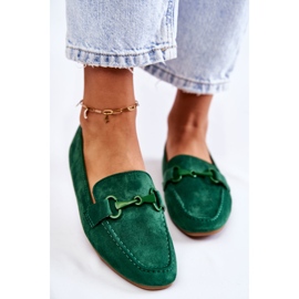 FB2 Mocassins En Daim Avec Décoration Santi Verte 3