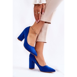 PS1 Escarpins en daim classiques sur un talon bleu Kendra 3