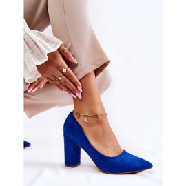 PS1 Escarpins en daim classiques sur un talon bleu Kendra 6