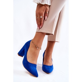 PS1 Escarpins en daim classiques sur un talon bleu Kendra 1