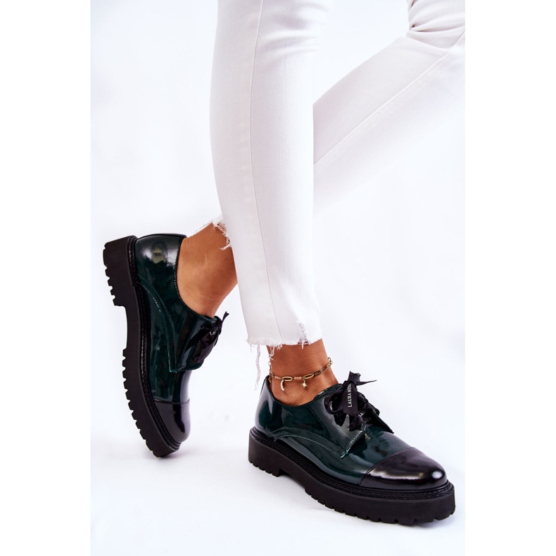 Chaussures à Lacets Laquées Laura Messi 2441 Vert 2