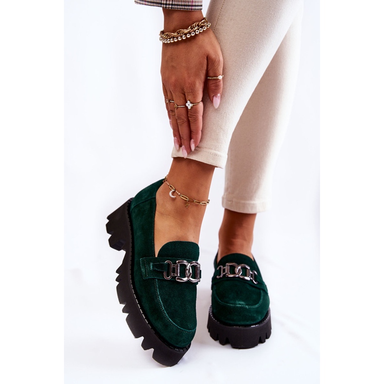 Chaussures en daim avec décoration Laura Messi verte 1