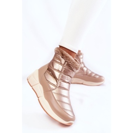 PE1 Bottes De Neige Pour Femme Avec Fermeture Éclair Doré-Beige Senia brun 2