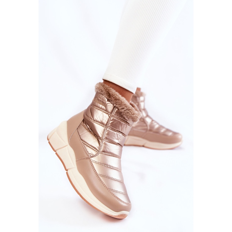 PE1 Bottes De Neige Pour Femme Avec Fermeture Éclair Doré-Beige Senia brun 2