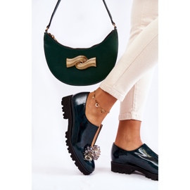 Elégantes chaussures laquées à décor Cindy vert foncé 5