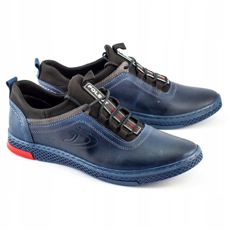 Polbut Chaussures en cuir masculin K24 bleu marine 3