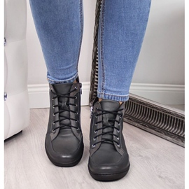 Bottes en cuir avec semelle compensée isolée Helios W H524A gris 3