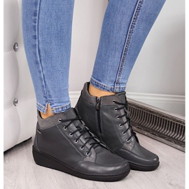 Bottes en cuir avec semelle compensée isolée Helios W H524A gris 4