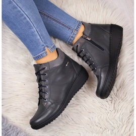 Bottes en cuir avec semelle compensée isolée Helios W H524A gris 5