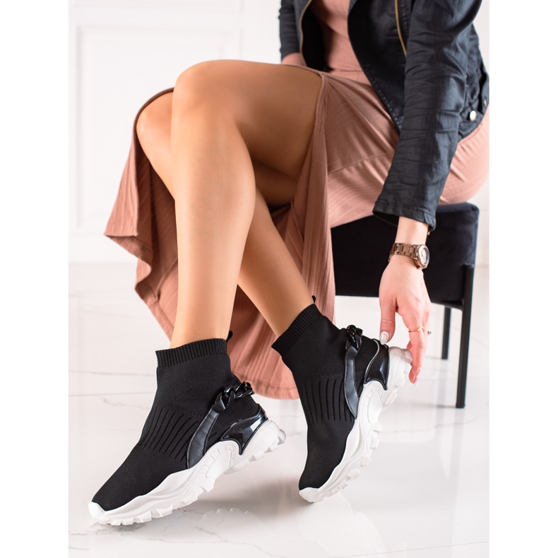 TRENDI Baskets à la mode avec une chaussette noir 1