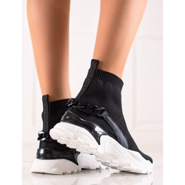 TRENDI Baskets à la mode avec une chaussette le noir 3