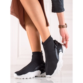 TRENDI Baskets à la mode avec une chaussette le noir 2