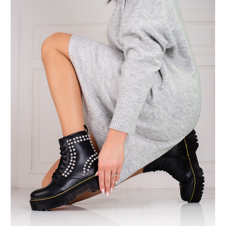 Bottes pour femmes noires sur la plate-forme Shelovet le noir 1