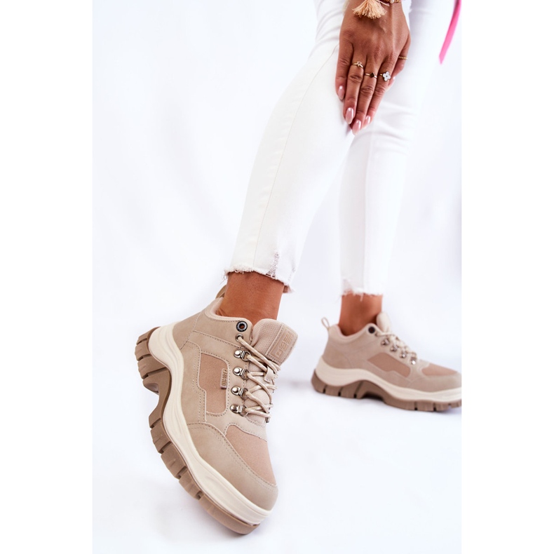 Chaussures Trekking Femme Trappers Memory Foam Big Star Beige KK274363 2