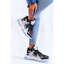 Chaussures de sport pour femmes sur une plate-forme massive Big Star KK274386 Noir-Gris 2
