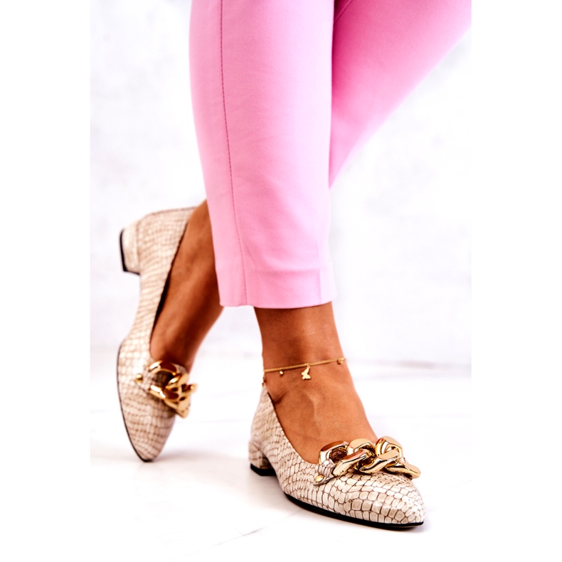 PA2 Escarpins Cuir Laqué Serpent Beige Elissabeth 4028-L brun 3