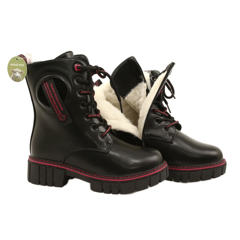 Bottes pour femmes pour la Miss Evento 22DO23-5244 Black and Red Zip noir 4