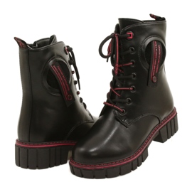 Bottes pour femmes pour la Miss Evento 22DO23-5244 Black and Red Zip noir 3