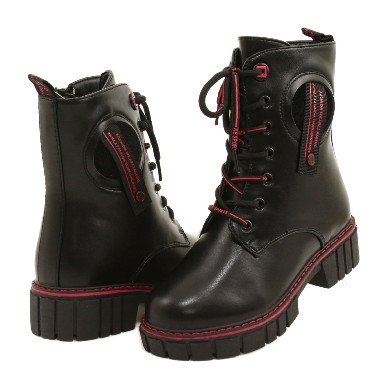 Bottes pour femmes pour la Miss Evento 22DO23-5244 Black and Red Zip le noir 3 Bottes pour femmes pour la Miss Evento 22DO23-5244 Black and Red Zip le noir 3