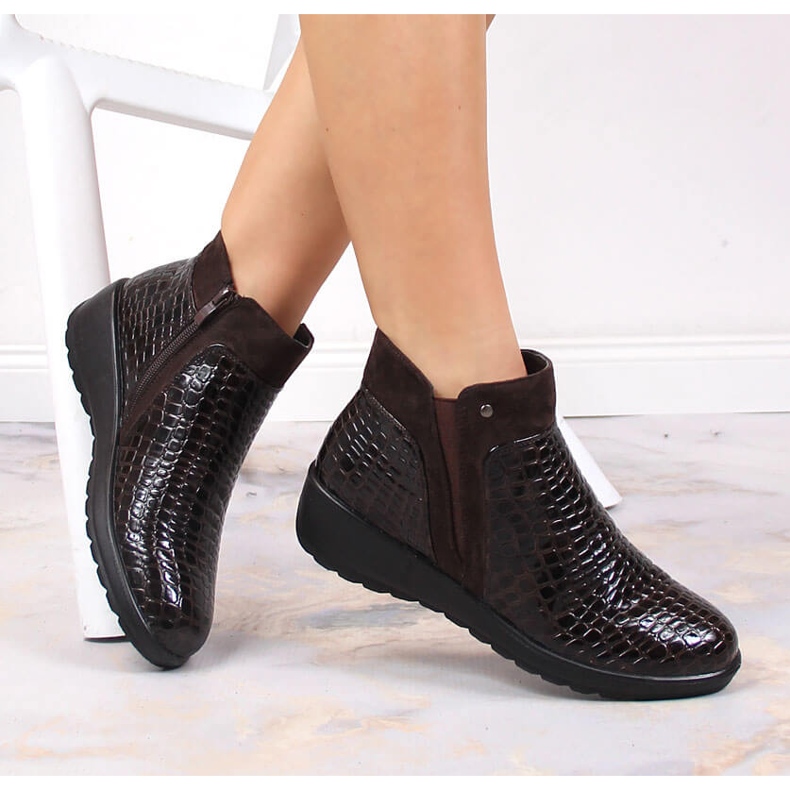 Boots femme marron à talon compensé, marron T.Sokolski brun 1