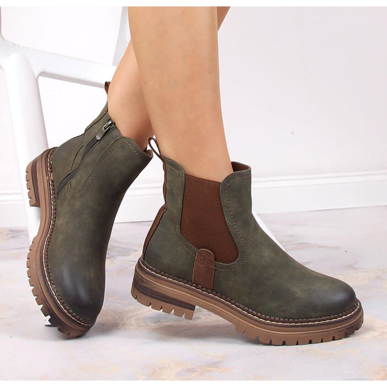 Bottines Jodhpur chaudes eVento vertes sur la plateforme 1