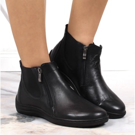 Bottes confortables en cuir pour femmes avec fermetures à glissière Łukbut isolées le noir 3