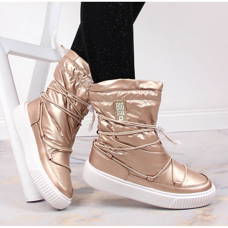 Bottes de neige métallisées, isolées dorées Big Star KK274194 1